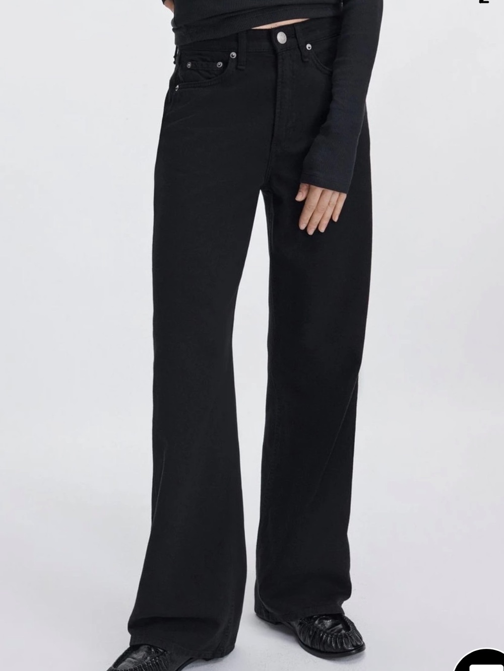 rag & bone Logan Mid Rise Wide-Leg Featherweight Black Jeans